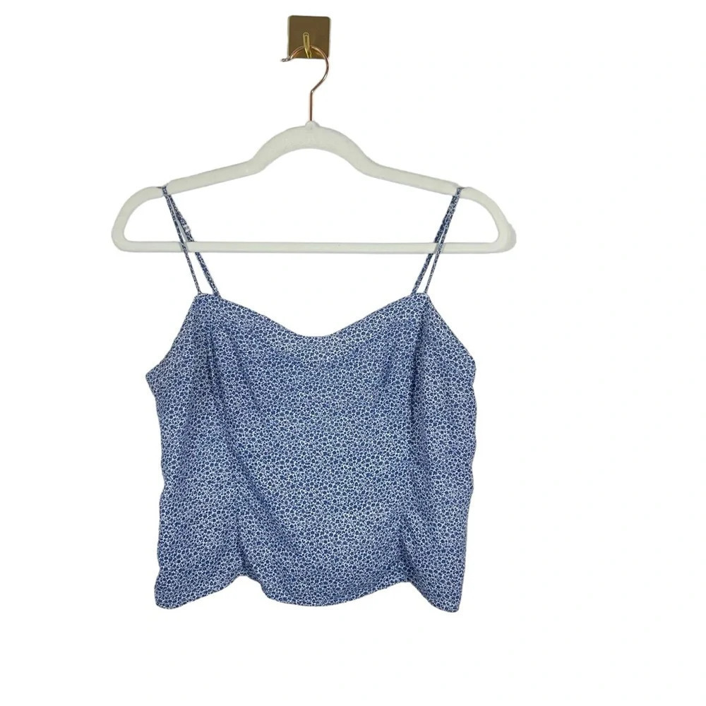 Abercrombie & Fitch Womens M Blue Ditsy Floral Smocked Cami Tank Top Y2K